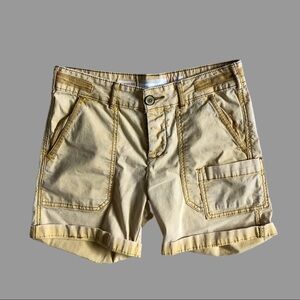 🤍 25 🤍 NWOT Anthro Rolled Hem Yellow Shorts Large Pockets Button Fly